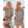 imageEkouaer Rompers for Women Casual Ribbed Short Sleeve TShirt Tee Romper Summer Outfits with Pockets 2025Khaki