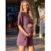 imageEkouaer Rompers for Women Casual Ribbed Short Sleeve TShirt Tee Romper Summer Outfits with Pockets 2025Maroon