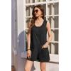 imageEkouaer Women Rompers Waffle Summer Overalls Shorts Loose Jumpsuit with Pockets Casual 2025 Beach Outfits Vacation ClothesBlack