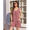 imageEkouaer Women Rompers Waffle Summer Overalls Shorts Loose Jumpsuit with Pockets Casual 2025 Beach Outfits Vacation ClothesCassis