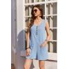 imageEkouaer Women Rompers Waffle Summer Overalls Shorts Loose Jumpsuit with Pockets Casual 2025 Beach Outfits Vacation ClothesLight Blue