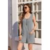 imageEkouaer Women Rompers Waffle Summer Overalls Shorts Loose Jumpsuit with Pockets Casual 2025 Beach Outfits Vacation ClothesLight Grey