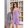 imageEkouaer Women Rompers Waffle Summer Overalls Shorts Loose Jumpsuit with Pockets Casual 2025 Beach Outfits Vacation ClothesLilac
