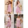 imageEkouaer Women Rompers Waffle Summer Overalls Shorts Loose Jumpsuit with Pockets Casual 2025 Beach Outfits Vacation ClothesPink