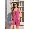 imageEkouaer Women Rompers Waffle Summer Overalls Shorts Loose Jumpsuit with Pockets Casual 2025 Beach Outfits Vacation ClothesRose Red