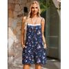 imageEkouaer Women Summer Casual Sleeveless Rompers Spaghetti Strap Shorts Overalls Boho Floral Outfits 2025 Jumpsuit With PocketsBlack Floral Print