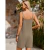 imageEkouaer Women Summer Casual Sleeveless Rompers Spaghetti Strap Shorts Overalls Boho Floral Outfits 2025 Jumpsuit With PocketsCoffee Grey