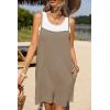 imageEkouaer Women Summer Casual Sleeveless Rompers Spaghetti Strap Shorts Overalls Boho Floral Outfits 2025 Jumpsuit With PocketsCoffee Grey