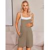 imageEkouaer Women Summer Casual Sleeveless Rompers Spaghetti Strap Shorts Overalls Boho Floral Outfits 2025 Jumpsuit With PocketsCoffee Grey