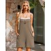 imageEkouaer Women Summer Casual Sleeveless Rompers Spaghetti Strap Shorts Overalls Boho Floral Outfits 2025 Jumpsuit With PocketsCoffee Grey