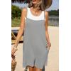 imageEkouaer Women Summer Casual Sleeveless Rompers Spaghetti Strap Shorts Overalls Boho Floral Outfits 2025 Jumpsuit With PocketsGrey