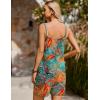 imageEkouaer Women Summer Casual Sleeveless Rompers Spaghetti Strap Shorts Overalls Boho Floral Outfits 2025 Jumpsuit With PocketsLeaves Floral