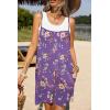 imageEkouaer Women Summer Casual Sleeveless Rompers Spaghetti Strap Shorts Overalls Boho Floral Outfits 2025 Jumpsuit With PocketsPurple Floral Print