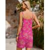 imageEkouaer Women Summer Casual Sleeveless Rompers Spaghetti Strap Shorts Overalls Boho Floral Outfits 2025 Jumpsuit With PocketsRed Floral Print
