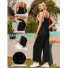imageEkouaer Womens Casual Sleeveless Jumpsuits Summer Boho Wide Leg Floral Rompers Overalls with PocketsBlack