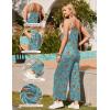 imageEkouaer Womens Casual Sleeveless Jumpsuits Summer Boho Wide Leg Floral Rompers Overalls with PocketsBlue Red Floral