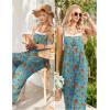 imageEkouaer Womens Casual Sleeveless Jumpsuits Summer Boho Wide Leg Floral Rompers Overalls with PocketsBlue Red Floral