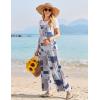 imageEkouaer Womens Casual Sleeveless Jumpsuits Summer Boho Wide Leg Floral Rompers Overalls with PocketsGrey Boho Print