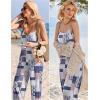 imageEkouaer Womens Casual Sleeveless Jumpsuits Summer Boho Wide Leg Floral Rompers Overalls with PocketsGrey Boho Print
