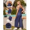 imageEkouaer Womens Casual Sleeveless Jumpsuits Summer Boho Wide Leg Floral Rompers Overalls with PocketsNavy Blue