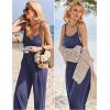 imageEkouaer Womens Casual Sleeveless Jumpsuits Summer Boho Wide Leg Floral Rompers Overalls with PocketsNavy Blue