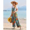 imageEkouaer Womens Casual Sleeveless Jumpsuits Summer Boho Wide Leg Floral Rompers Overalls with PocketsPlant Leaves Floral