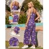 imageEkouaer Womens Casual Sleeveless Jumpsuits Summer Boho Wide Leg Floral Rompers Overalls with PocketsPurple Floral