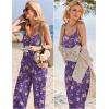imageEkouaer Womens Casual Sleeveless Jumpsuits Summer Boho Wide Leg Floral Rompers Overalls with PocketsPurple Floral