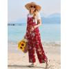 imageEkouaer Womens Casual Sleeveless Jumpsuits Summer Boho Wide Leg Floral Rompers Overalls with PocketsRed Floral