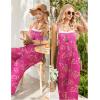 imageEkouaer Womens Casual Sleeveless Jumpsuits Summer Boho Wide Leg Floral Rompers Overalls with PocketsRose Pink Floral