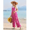 imageEkouaer Womens Casual Sleeveless Jumpsuits Summer Boho Wide Leg Floral Rompers Overalls with PocketsRose Pink Floral