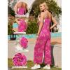 imageEkouaer Womens Casual Sleeveless Jumpsuits Summer Boho Wide Leg Floral Rompers Overalls with PocketsRose Pink Floral