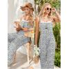 imageEkouaer Womens Casual Sleeveless Jumpsuits Summer Boho Wide Leg Floral Rompers Overalls with PocketsWhite Daisy Floral