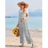 imageEkouaer Womens Casual Sleeveless Jumpsuits Summer Boho Wide Leg Floral Rompers Overalls with PocketsWhite Daisy Floral