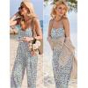 imageEkouaer Womens Casual Sleeveless Jumpsuits Summer Boho Wide Leg Floral Rompers Overalls with PocketsWhite Daisy Floral