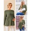 imageEkouaer Womens Maternity Tops Long Sleeve Pregnancy Tunic Blouses Crew Neck Ribbed Shirts Pregnant ClothesArmy Green