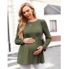 imageEkouaer Womens Maternity Tops Long Sleeve Pregnancy Tunic Blouses Crew Neck Ribbed Shirts Pregnant ClothesArmy Green