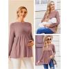 imageEkouaer Womens Maternity Tops Long Sleeve Pregnancy Tunic Blouses Crew Neck Ribbed Shirts Pregnant ClothesBlush Pink