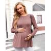 imageEkouaer Womens Maternity Tops Long Sleeve Pregnancy Tunic Blouses Crew Neck Ribbed Shirts Pregnant ClothesBlush Pink