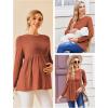 imageEkouaer Womens Maternity Tops Long Sleeve Pregnancy Tunic Blouses Crew Neck Ribbed Shirts Pregnant ClothesCaramel
