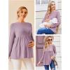 imageEkouaer Womens Maternity Tops Long Sleeve Pregnancy Tunic Blouses Crew Neck Ribbed Shirts Pregnant ClothesDark Pink