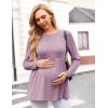imageEkouaer Womens Maternity Tops Long Sleeve Pregnancy Tunic Blouses Crew Neck Ribbed Shirts Pregnant ClothesDark Pink