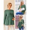imageEkouaer Womens Maternity Tops Long Sleeve Pregnancy Tunic Blouses Crew Neck Ribbed Shirts Pregnant ClothesEvergreen