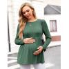 imageEkouaer Womens Maternity Tops Long Sleeve Pregnancy Tunic Blouses Crew Neck Ribbed Shirts Pregnant ClothesEvergreen