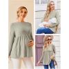 imageEkouaer Womens Maternity Tops Long Sleeve Pregnancy Tunic Blouses Crew Neck Ribbed Shirts Pregnant ClothesLight Brown