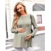 imageEkouaer Womens Maternity Tops Long Sleeve Pregnancy Tunic Blouses Crew Neck Ribbed Shirts Pregnant ClothesLight Brown