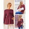 imageEkouaer Womens Maternity Tops Long Sleeve Pregnancy Tunic Blouses Crew Neck Ribbed Shirts Pregnant ClothesWine Red