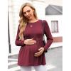 imageEkouaer Womens Maternity Tops Long Sleeve Pregnancy Tunic Blouses Crew Neck Ribbed Shirts Pregnant ClothesWine Red