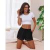 imageEkouaer Womens Pajama Shorts Casual Summer Sleep Shorts Cute Printed Lounge Pj Bottoms with Drawstring ampamp PocketsBlack