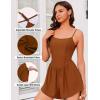 imageEkouaer Womens Summer Sleeveless Workout Rompers Athletic Jumpsuit Double Lined Shorts One Piece Gym Yoga Clothes XSXLBrown